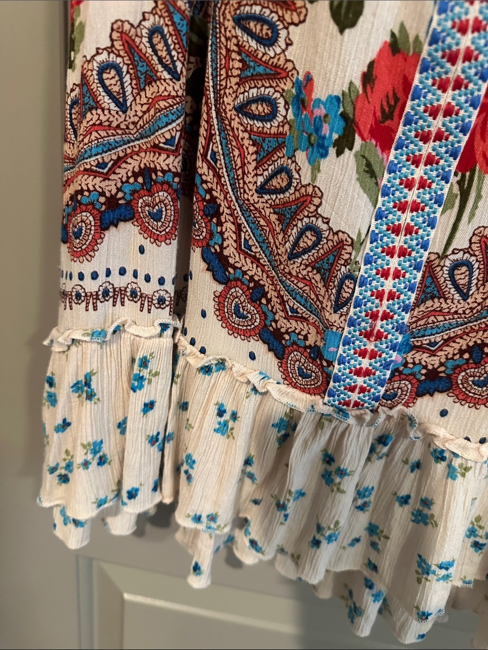 Bila Cream Tank with Blue and Red Floral Print - Picture 6 of 11